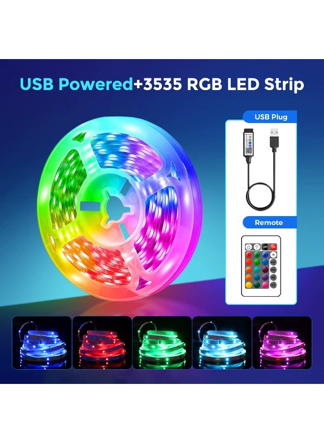 5-meter long RGB LED light strip with 5050 high-brightness chips, changes to 16 million colors with the rhythm of the music via Bluetooth, controlled by a mobile app or remote for decorating rooms, mirrors, parties and weddings. - Image 5